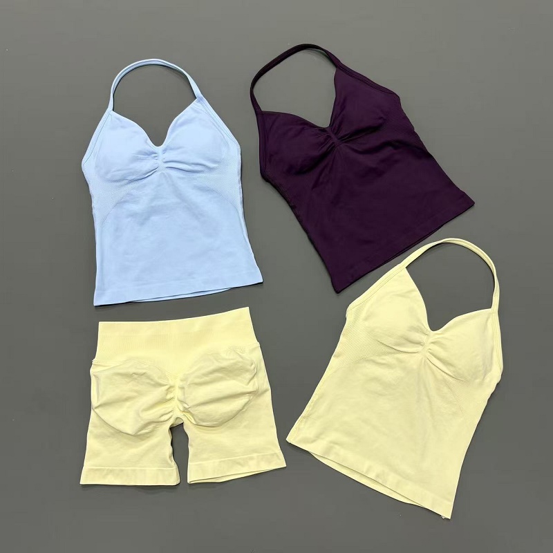 Suspender Tank Top - 2Pcs Women Workout Set Seamless High