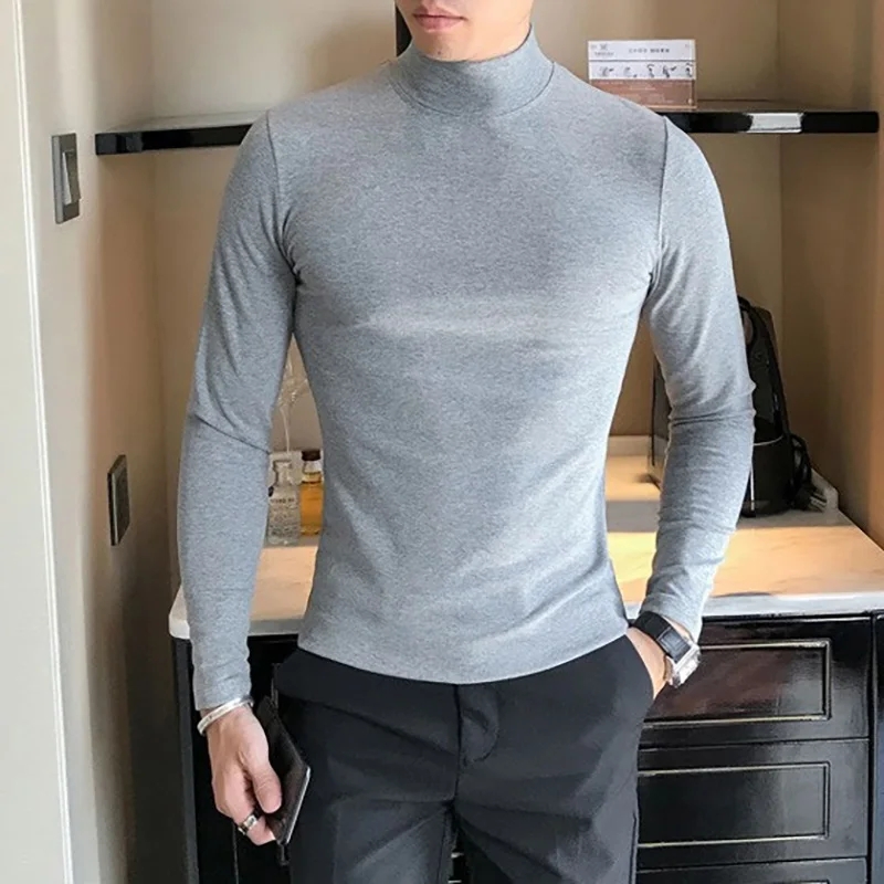 T Shirt Tight Fit - 2025 Autumn Winter Men's High Neck