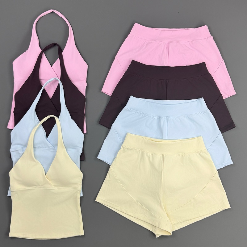 Suspender Tank Top - 2 Pieces Yoga Set Women Halter